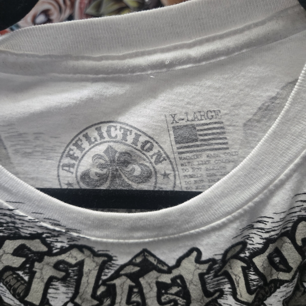 Affliction Black and White Skull Graphic Tees - Picture 3 of 8